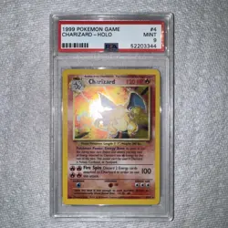 1999 Pokemon Charizard Holo #4 PSA 9 Mint Trading Card - Image 1