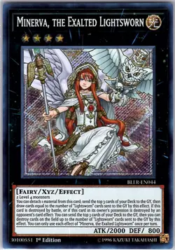 Yugioh Minerva, the Exalted Lightsworn BLLR-EN044 Secret Rare 1st Edition NM - Image 1