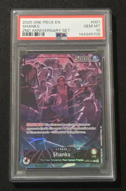 PSA 10 ONE PIECE TCG SHANKS 2ND ANNIVERSARY SET #OP09-001 LEADER ENGLISH - Image 1
