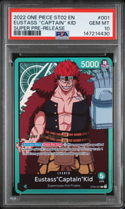 2022 One Piece ST02-001 Eustass "Captain" Kid Super Pre-Release PSA 10 Gem Mint - Image 3
