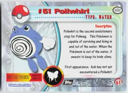 Poliwhirl Foil #61 Topps Trading Cards Series 1 Pokemon NM - Image 3