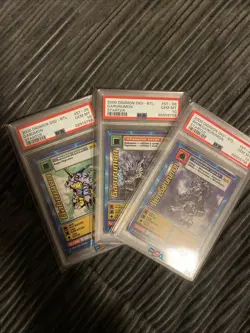 Gabumon Garurumon Weregarumon PSA 10 Set Digimon Starter 2000 Bandai Card TCG - Image 1