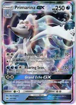 Primarina GX 42/149 Holo Ultra Rare SM Base Set Pokemon Near Mint - Image 1