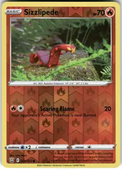 Sizzlipede 029/163 Common Battle Styles Pokemon Reverse Holo Near Mint - Image 1