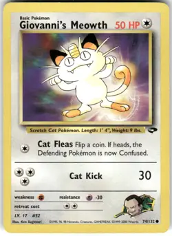 Giovanni's Meowth 74/132 Common Gym Challenge Pokemon Unlimited MP - Image 1