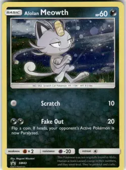 Alolan Meowth - SM43 Holo Promo Sun & Moon Promo Pokemon Lightly Played - Image 1