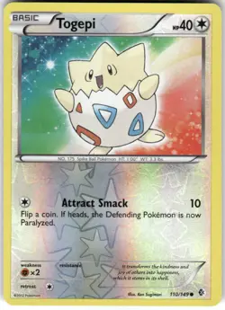 Togepi 110/149 Common Boundaries Crossed Pokemon Reverse Holo Lightly Played - Image 1