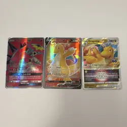 Pokemon TCG 3 Card Holo/Full Art Fire Lot: Turtonator GX, Dragonite V/VSTAR - Image 1