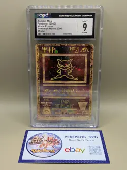 Pokemon 2000 Ancient Mew CGC 9 Miscut + Pikachu V Play! CGC 9 Misaligned Texture - Image 1