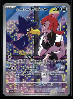 Team Rocket's Murkrow 200/182 Illustration Rare Destined Rivals Pokemon NM/M - Image 1