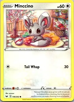 Minccino 146/202 Common Sword & Shield Pokemon Near Mint - Image 1