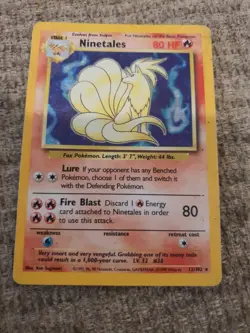 Pokemon TCG Ninetales Base Set 12/102 Holo Unlimited Rare Heavy Play HP - Image 2