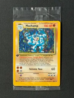 Machamp 8/102 4th Print ALIGNMENT DOT ERROR Pokemon Card Base 1999-2000 SEALED - Image 1
