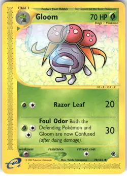 Gloom 78/165 Uncommon Expedition Base Set Pokemon Lightly Played - Image 1