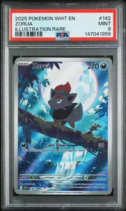 2025 POKEMON WHT EN-WHITE FLARE ILLUSTRATION RARE #142 ZORUA PSA 9 - Image 1