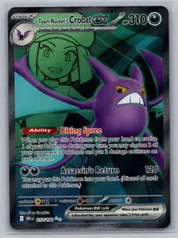 Team Rocket's Crobat ex 217/182 Ultra Rare Destined Rivals Pokemon Holo NM - Image 1