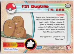 Dugtrio #51 Topps Blue Logo Series 1 Pokemon NM - Image 3