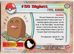 Diglett #50 Topps Blue Logo Series 1 Pokemon NM - Image 3