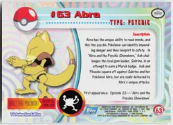 Abra #63 Topps Blue Logo Series 1 Pokemon NM - Image 3
