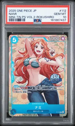 PSA 10 One Piece Asia Promo NAMI P-112 Mini-tin Pack Set vol.2 KOUSHI ROKUSHIRO - Image 1