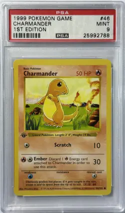 Charmander 1999 Pokemon 1st Edition Shadowless Base Set 46/102 PSA 9 - Image 1