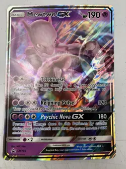 Pokemon TCG JUMBO Mewtwo GX SM196 Promo Holo Card Sun & Moon Black Star NM - Image 1