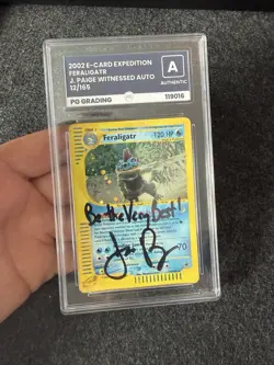Pokemon 2002 Feraligatr Holo #12/165 - Jason Paige Signed & Authenticated - Image 3