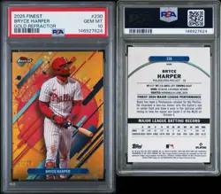 2025 Finest Bryce Harper Gold Refactor 1/20 PSA 10 POP 3 #230 Phillies - Image 3