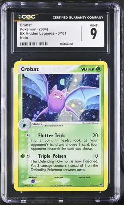 CGC 9 MINT Crobat 2004 EX Hidden Legends 3/101 Holo Pokemon Card - Image 1
