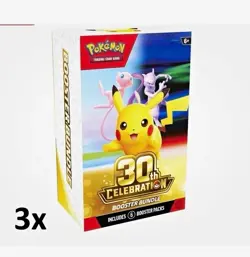 3x - 30TH ANNIVERSARY BOOSTER BUNDLE POKEMON TCG - PRESALE - Image 1