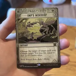 Magic The Gathering Imp's Mischief R 0015 OTJ Breaking News Rare Alt Art - Image 1