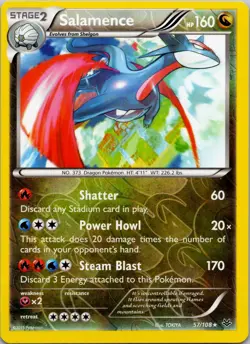 Salamence 57/108 Rare Roaring Skies Pokemon Reverse Holo Near Mint - Image 1