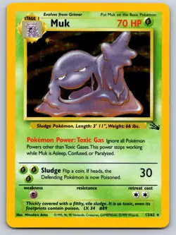 Muk (13) Unlimited Holo Holo Rare Fossil 13/62 LP/MP Pokemon Card TCG - Image 1