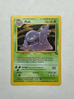 Muk 13/62 Holo Rare Fossil Pokemon Unlimited Holo MP - Image 1