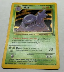 Muk 13/62 Holo Rare Fossil Pokemon Unlimited Holo MP - Image 3