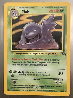 Muk 13/62 Holo Rare Fossil 1999 Pokemon EN HP Unlimited Grass Vintage TCG - Image 1