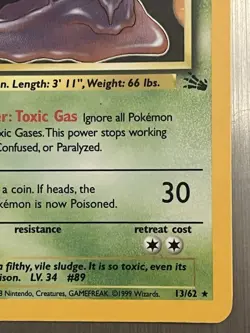 Muk 13/62 Holo Rare Fossil 1999 Pokemon EN HP Unlimited Grass Vintage TCG - Image 4