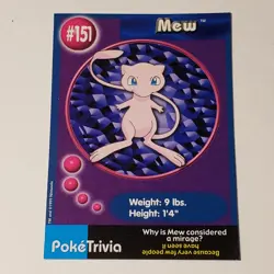 1999 Burger King PokeTrivia Trading Card - Mew #151 - Image 1