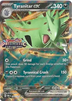 Tyranitar ex Pokemon 064/131 Prismatic Evolutions TCG Pokemon Double Rare Holo - Image 1