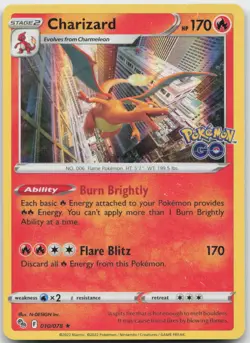 Pokemon : Charizard Pokemon GO 010/078 : Holo R - Image 1