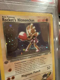 2000 Pokemon Gym Heroes Rocket's Hitmonchan Holo-1st Edition 11/132 PSA 7 Swirl - Image 3