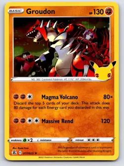 Groudon 017/025 Rare Celebrations Pokemon Holo Near Mint - Image 1