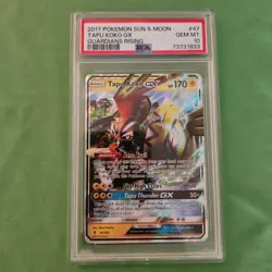 2017 Pokemon Sun & Moon Tapu Koko GX Guardians Rising #47/145 PSA 10 GEM MInt - Image 1