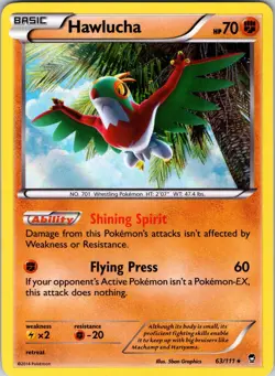 Hawlucha 63/111 XY - Furious Fists Pokemon TCG NM Holo - Image 1