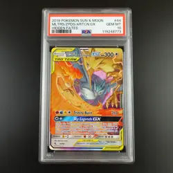 PSA 10 Moltres Zapdos Articuno 44 Pokemon Hidden Fates Holo Graded Card - Image 1
