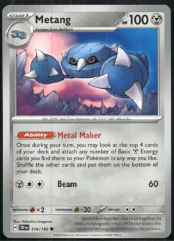 Metang 114/162 Temporal Forces Pokemon Card 2024 Near Mint - Image 1
