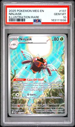 PSA 10 Ninjask 137/132 Pokemon Me01: Mega Evolution Illustration Rare 2025 - Image 1