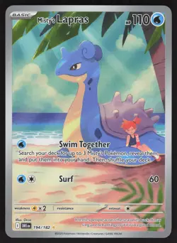 Pokemon Misty's Lapras Illustration Rare 194/182 DRI Holofoil NM - Image 1