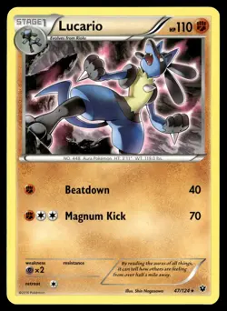 Lucario 47/124 Rare Fates Collide Pokemon Lightly Played - Image 1
