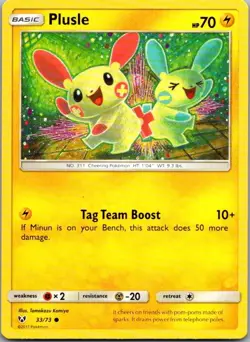 Plusle 33/73 Common Shining Legends Pokemon Lightly Played - Image 1
